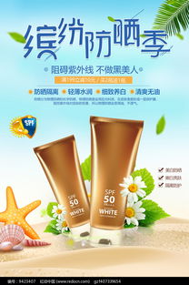 夏日防曬霜化妝品促銷海報